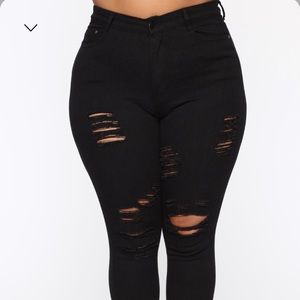Fashion Nova Black distressed jeans